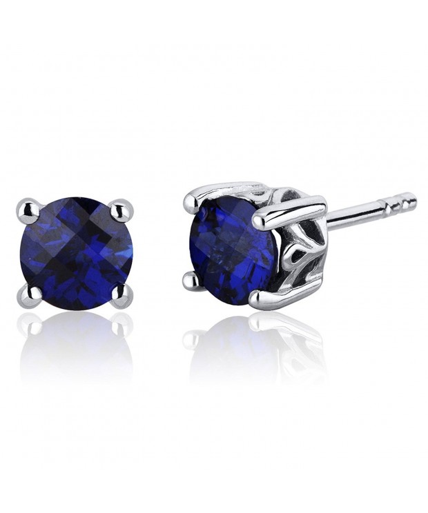 Scroll Created Sapphire Earrings Sterling