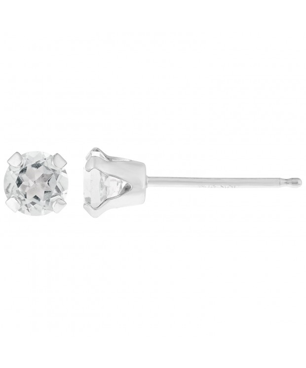 Round White Topaz Birthstone Earrings