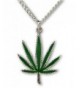 Marijuana Enamel Silver Pendant Necklace