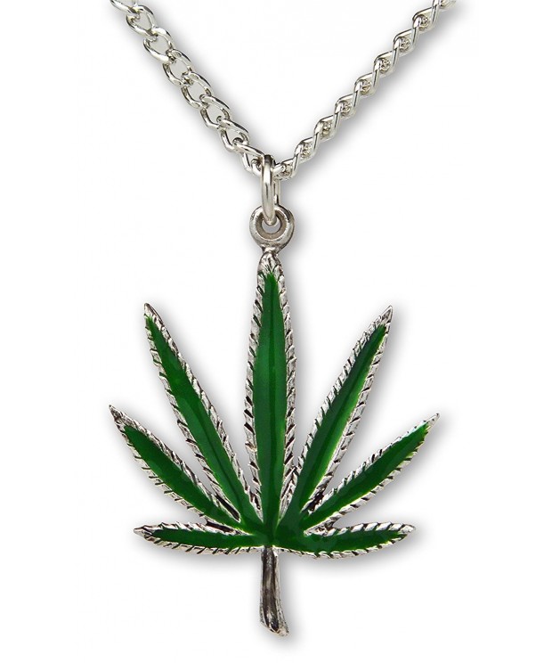 Marijuana Enamel Silver Pendant Necklace