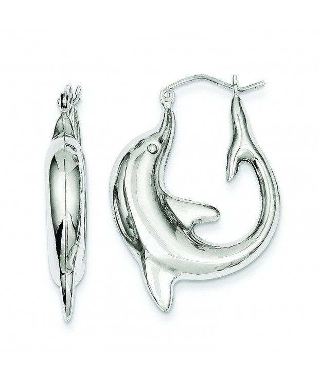 Sterling Silver Rhodium Plated Dolphin Earrings