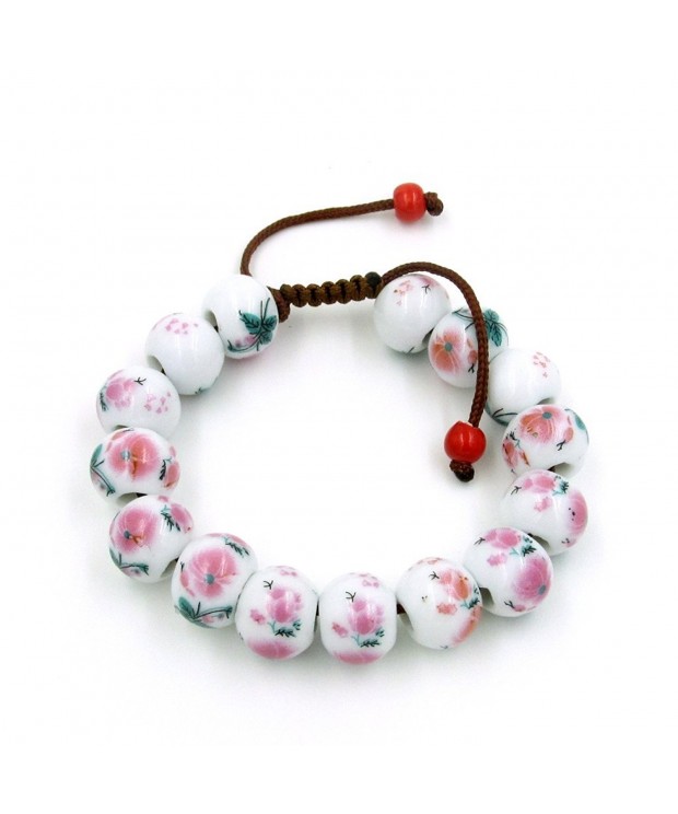 Crafted Porcelain Flower Beads Bracelet