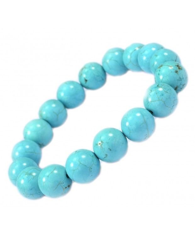 12mm Round Created Turquoise Stone Braclet