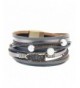 Grey Women Leather Wrap Bracelet