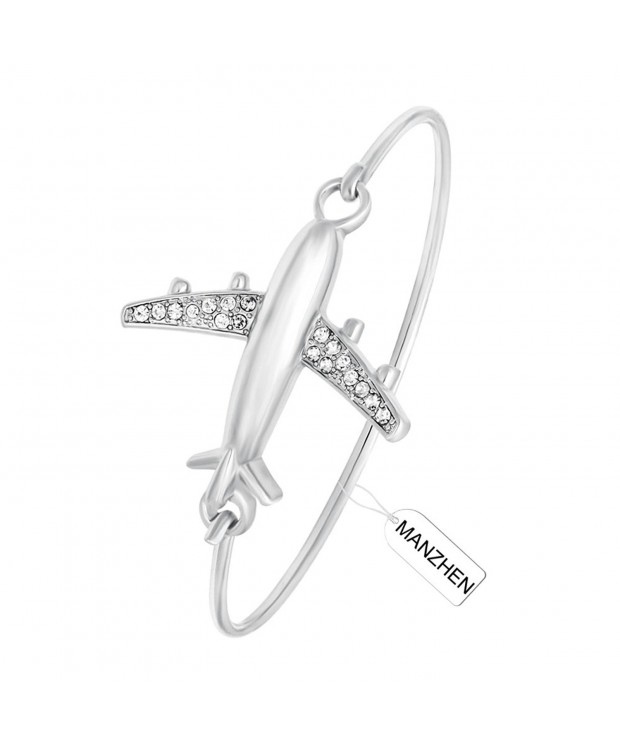 MANZHEN Crystal Silver Airplane Bracelet
