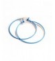 Blue Hoop Earrings Thin Inch
