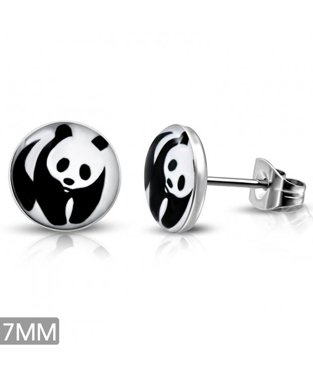 Stainless Steel Panda Small Earrings