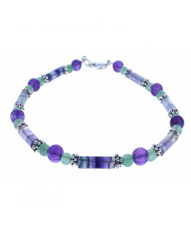 Amethyst Rainbow Fluorite Aventurine Sterling