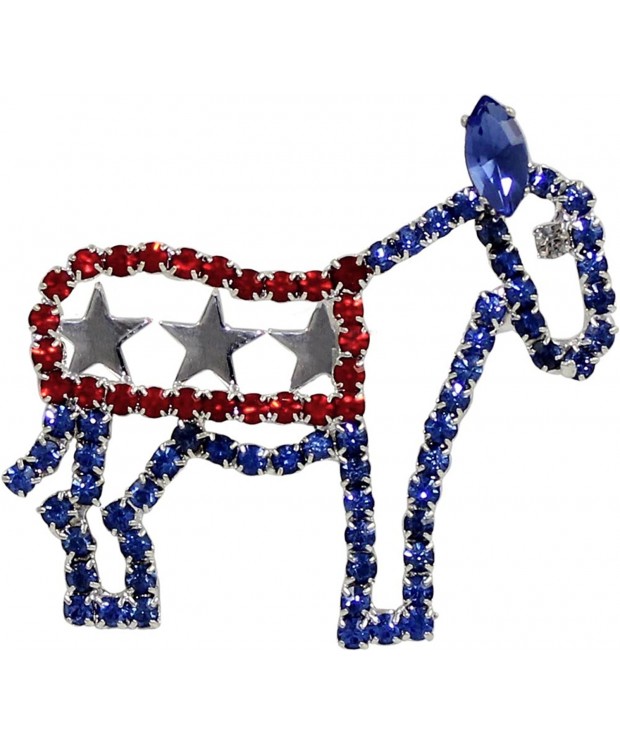 Democrat Donkey USA Pin Rhinestone