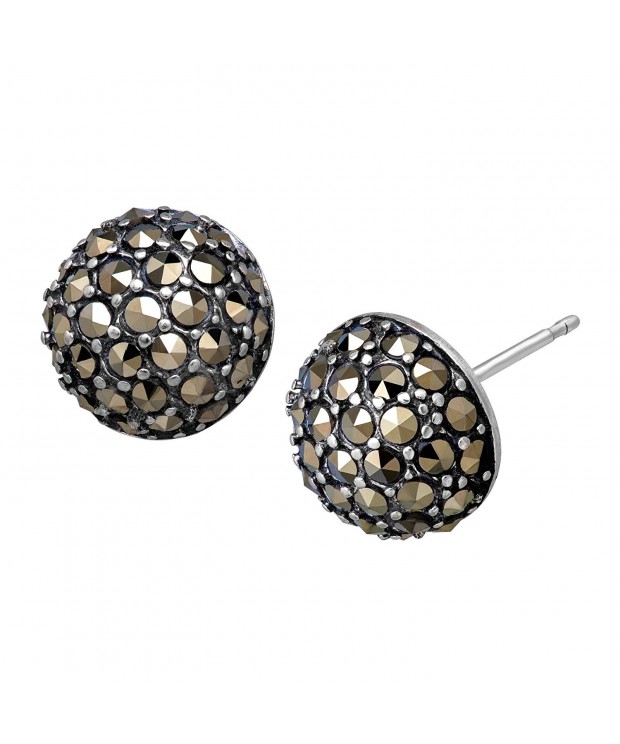 Marcasite Earrings Oxidized Sterling Silver