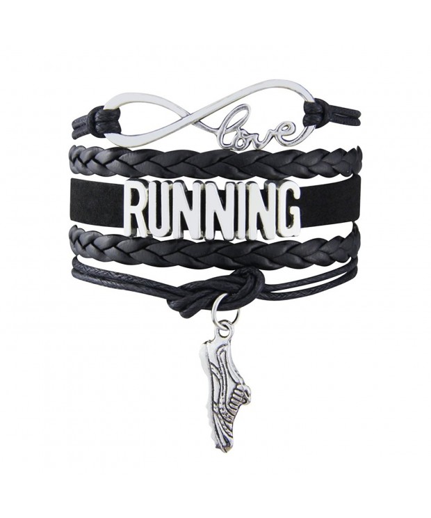 Love Running Leather Bracelet Black