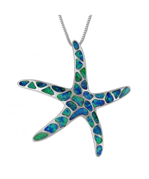 Sterling Silver Synthetic Starfish Necklace