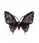 Alilang Gunmetal Purple Rhinestones Butterfly