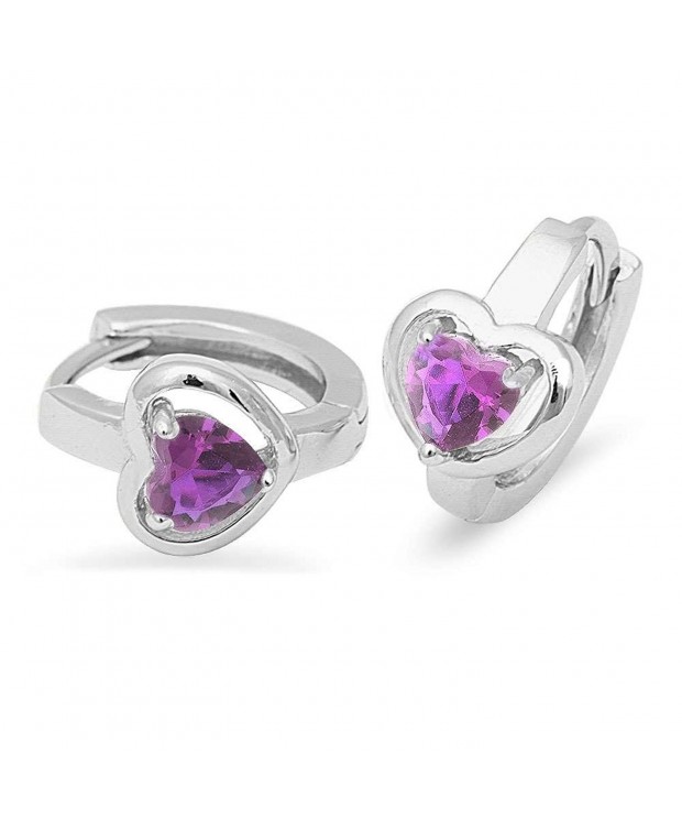 Amethyst Heart Sterling Silver Earrings