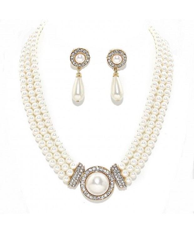 Statement Layered Strands Necklace Earrings