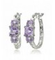 Sterling Amethyst Three Stone Filigree Earrings