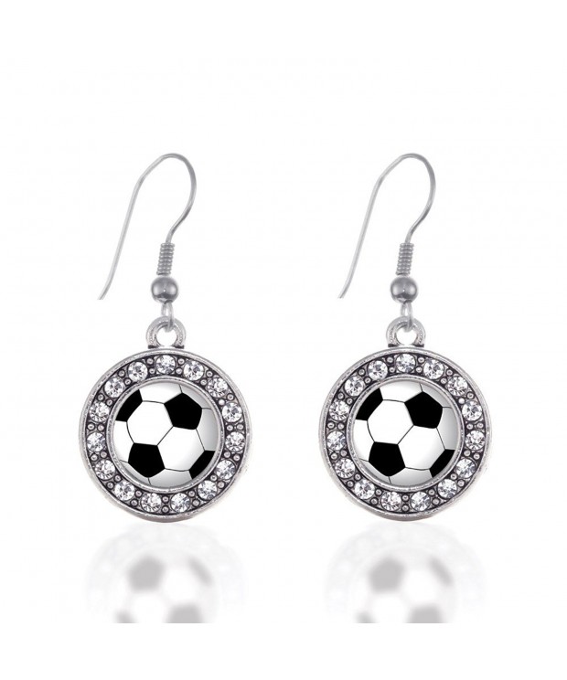 Soccer Circle Earrings Crystal Rhinestones