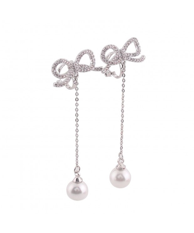 Platinum Bowknot Earrings Without Piercing