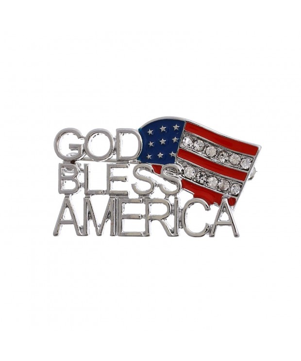 Patriotic America Brooch Rhinestone Accents
