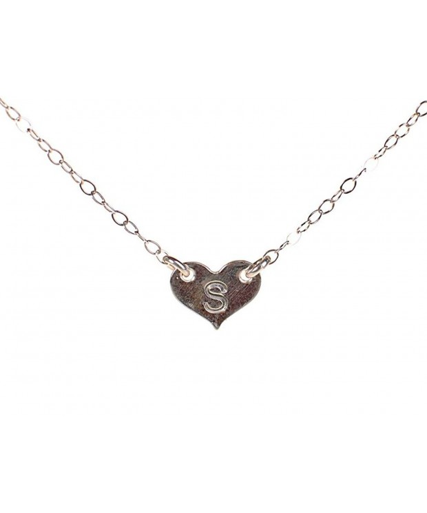 Tiny Silver Heart Initial Necklace