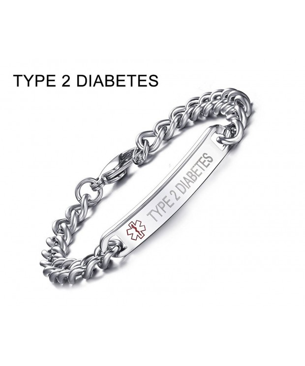 DIABETES 8mm Polished Surgical Medical Bracelets