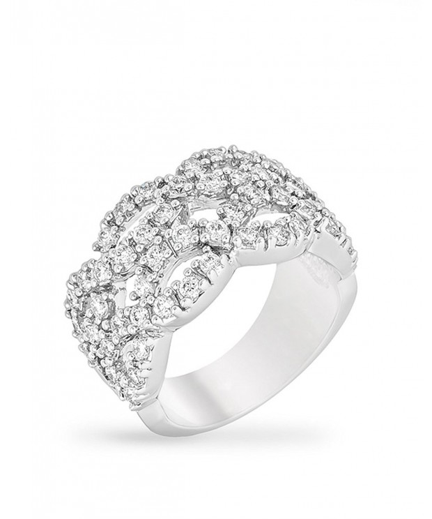 Genuine Rhodium Cocktail Zirconia Accents