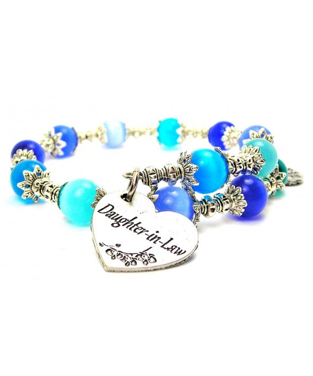 Daughter Heart Charm Bracelet Sapphire