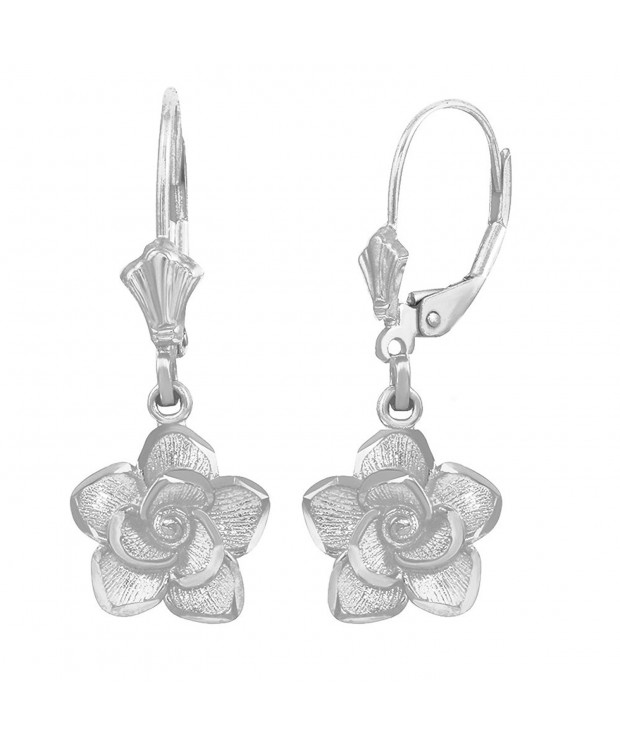 Sterling Silver Flower Leverback Earrings