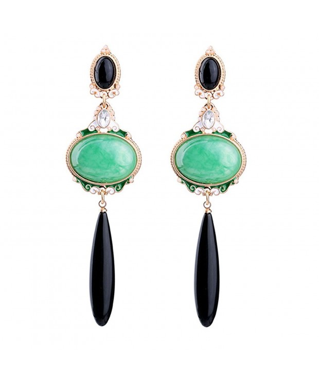 F U Vintage Earrings Emerald Teardrop