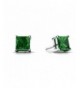 Earring Princess Simulated Emerald Sterling