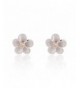 Sterling Plumeria Hawaiian Zirconia Earrings