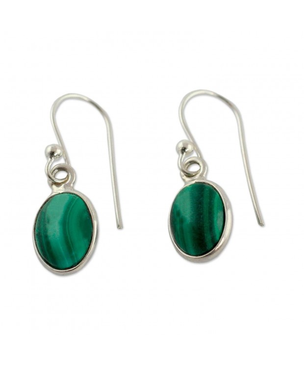 NOVICA Malachite Sterling Earrings Verdant