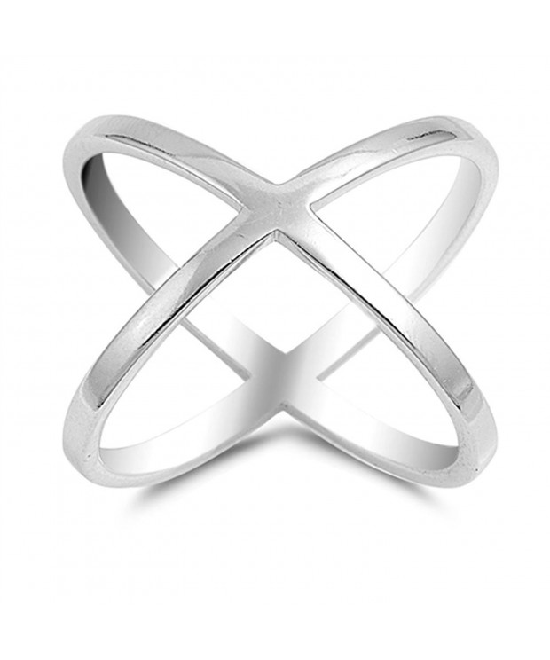 Criss Cross Polished Sterling Silver