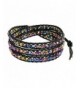 Rainbow Fashion Crystal Cotton Rope Leather Bracelet