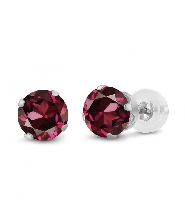 Round Rhodolite Garnet White Earrings