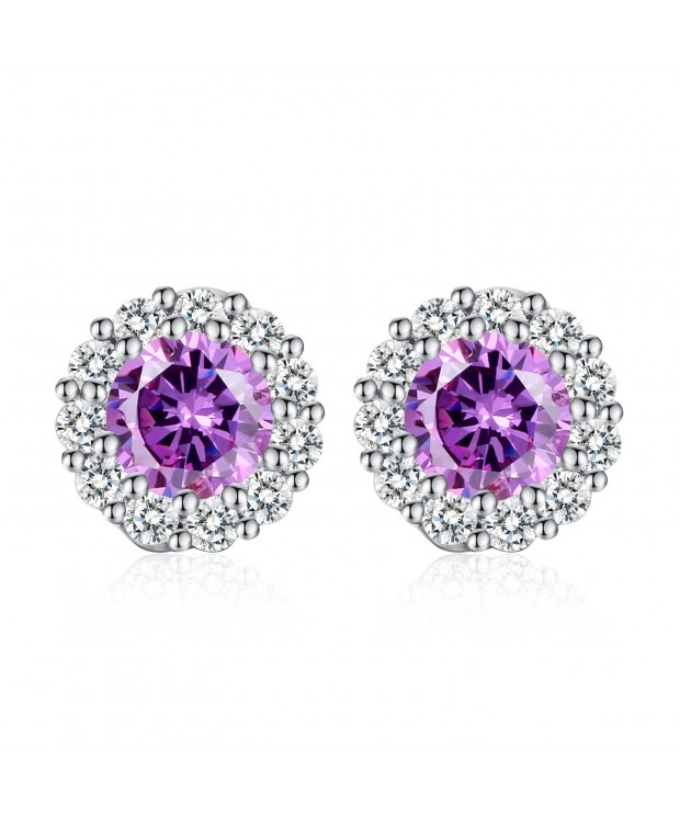 Bamoer Purple Zirconia Earrings Setting