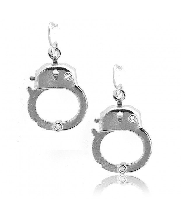 Spinningdaisy Silver Functional Handcuff Earrings