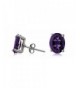 Sterling Silver Amethyst Oval Earrings