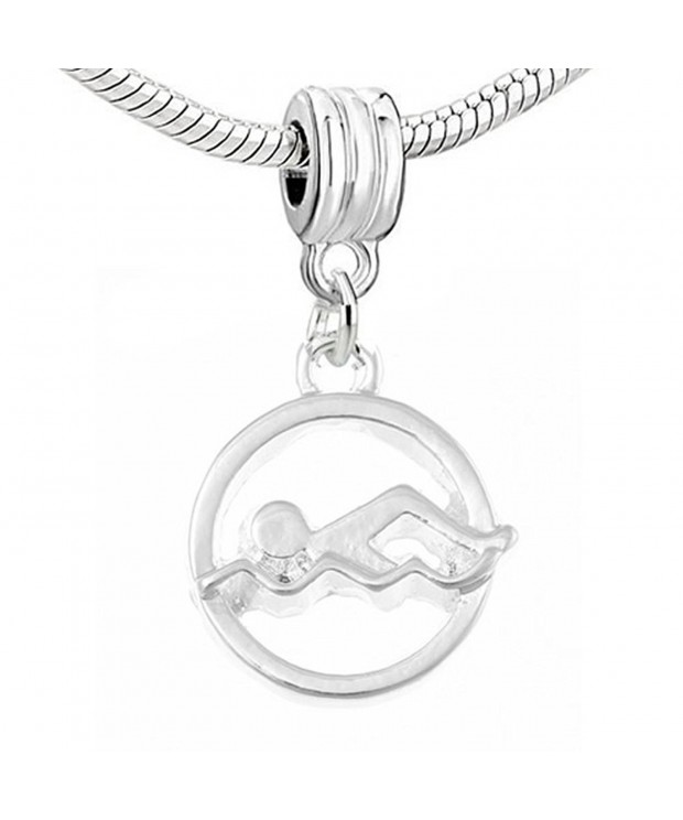 Swimmer Charm Pendant Dangle Bracelet