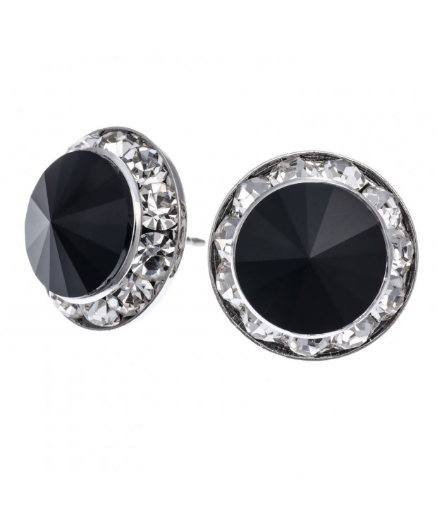 PammyJ Framed Round Crystal Earrings