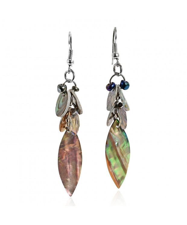 Green Tones Abalone Natural Cluster Earrings