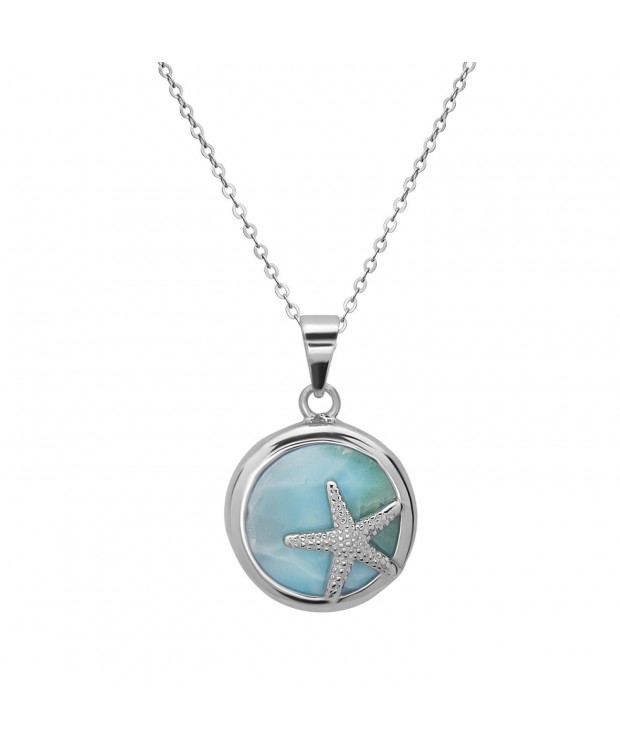 Sterling Natural Larimar Starfish Pendant