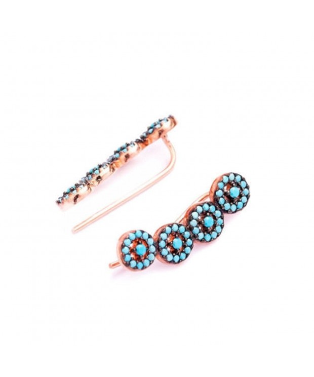 Climber Crawler Earrings Turquoise Plated