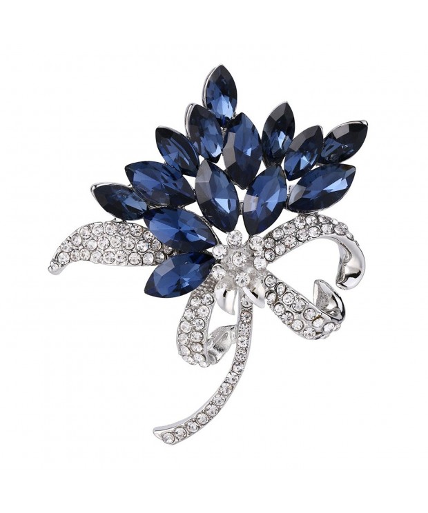 BriLove Wedding Marquise Sapphire Silver Tone