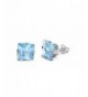 Sterling Silver Square Zirconia Earrings