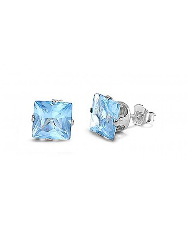 Sterling Silver Square Zirconia Earrings