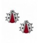 Sterling Silver Coral Ladybug Earrings