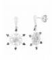Sterling Diamond Dangling Snowflake Earrings