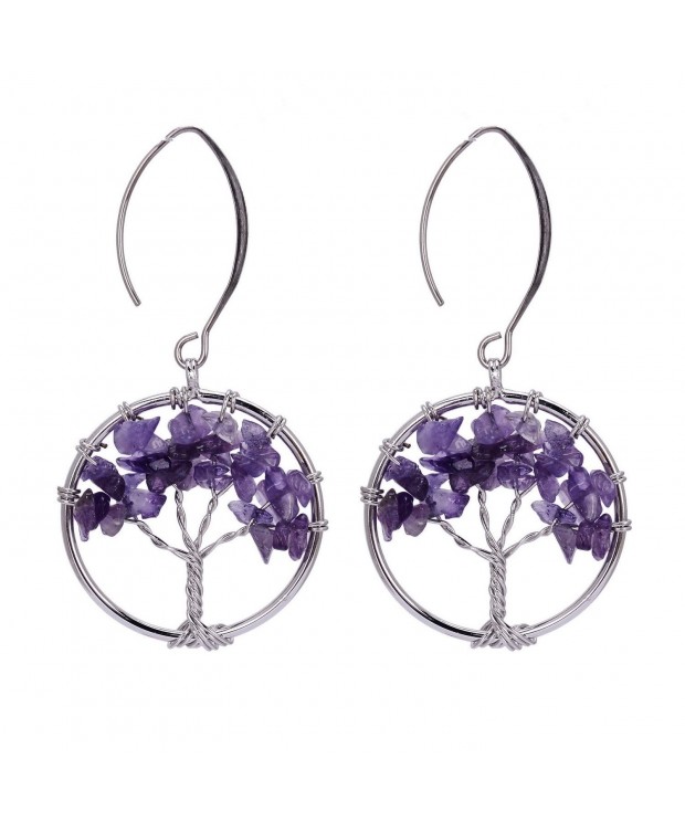 Amethyst Gemstone Wrapped Handmade Earrings