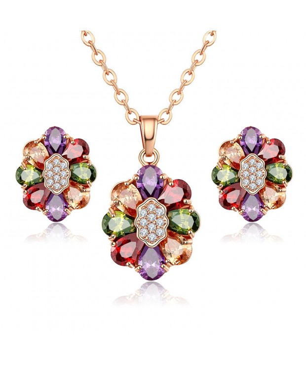 CARSINEL Multicolor Zirconia Earrings Necklace